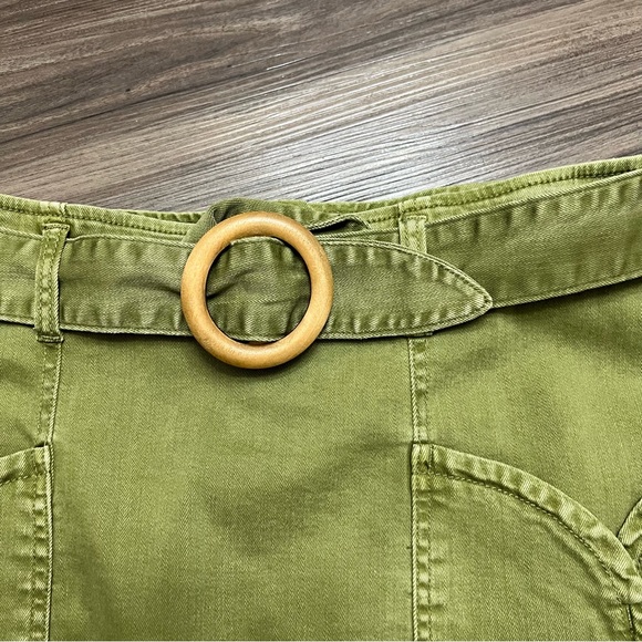 Anthropologie Pilcro Charlie Belted Mini Skirt in Army Green Size 14 - Picture 5 of 10